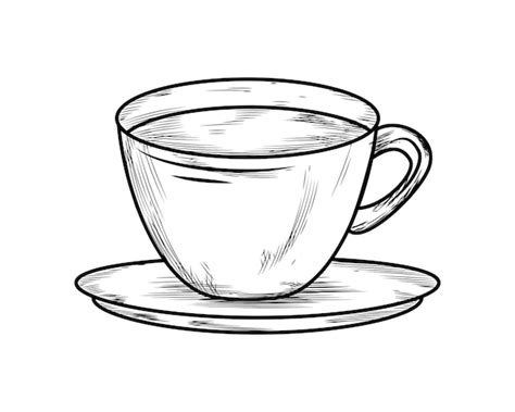 Free Vector | Coffee cup draw on dish illustration isolated