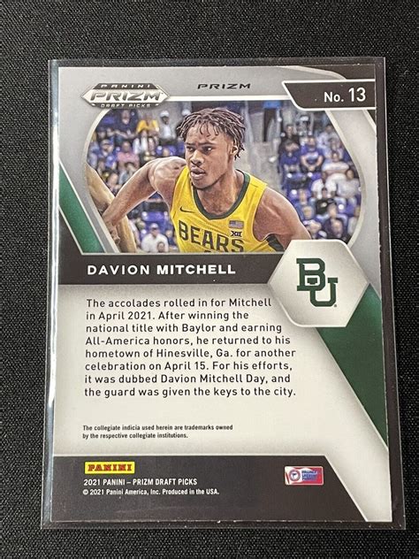 Panini Prizm Davion Mitchell Purple Wave Rc Baylor Bears Ebay