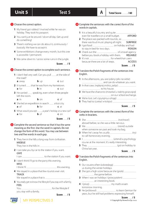 Unit English Plus Test Standard Interactive Worksheet Off