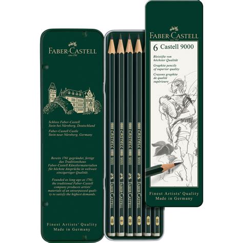 FABER CASTELL Lápis de Grafite 9000 Minas HB B 2B 4B 6B e 8B