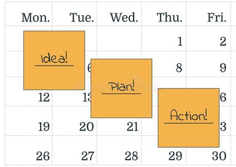 A Calendar and the Yellow Post it Notes with the Text Idea, Stock ...