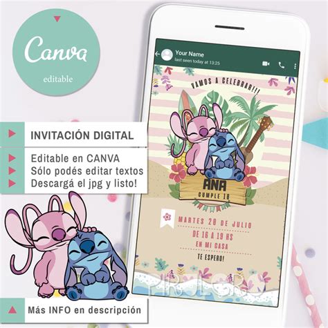 Invitaci N Digital Stitch Y Angela Canva Editable