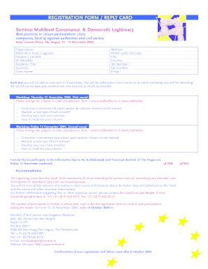 Fillable Online Ec Europa Registration Form Reply Card Seminar