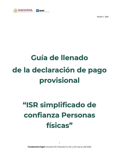 Guía De Llenado De La Declaración De Pago Provisional Personas Físicas