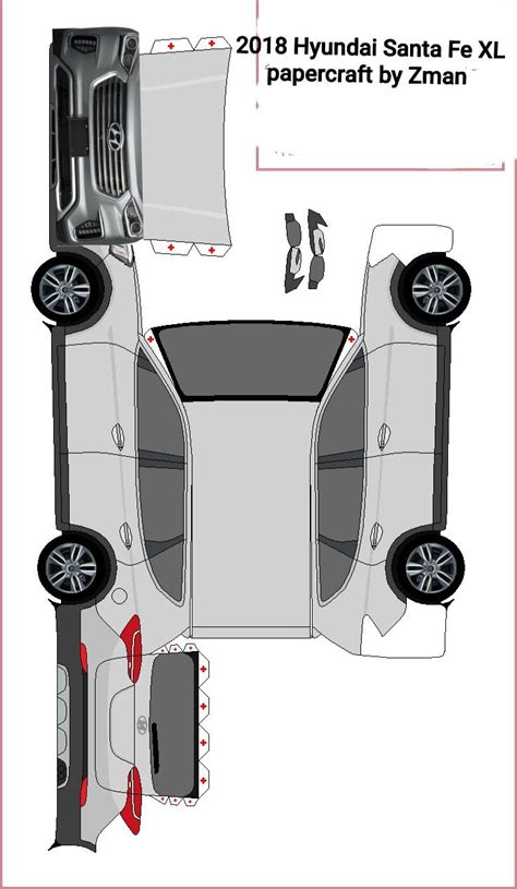 Hyundai Santa Fe Xl Papercraft Caminhão De Papelão Carro De Papelão