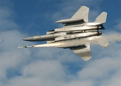 F-15A Eagle launches an AIM-7 Sparrow missile during a Weapons System Evaluation Program [1449 × ...