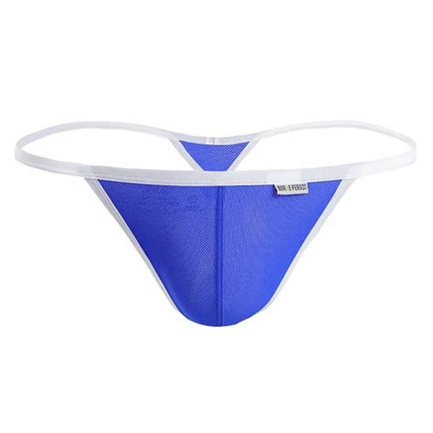 Men Breathable T Back Lingerie Sexy Thong G String Underwear Brief Low