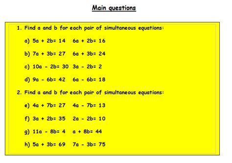 Simultaneous Equations Worksheet And Solutions Tessshebaylo