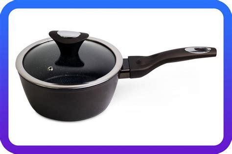 Ковш антипригарный Kamille - 180 мм x 1,8 л Black Marble с крышкой ...