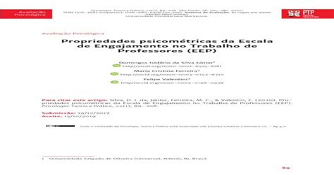 Propriedades Psicométricas Da Escala De Engajamento No [pdf Document]