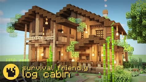 Minecraft Survival Friendly Log Cabin Tutorial Brayn And Blocks