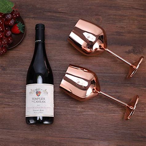 Cantong Rose Gold Wine Glasses 18 Oz Long Stem Stainless Steel Wine