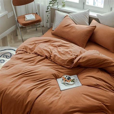 Burnt Orange Bedding Set Duo Color Queen Bedding Set King Etsy