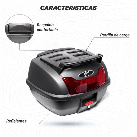 Motometa Detalles Caja Porta Equipaje Para Motocicleta L Con Respaldo