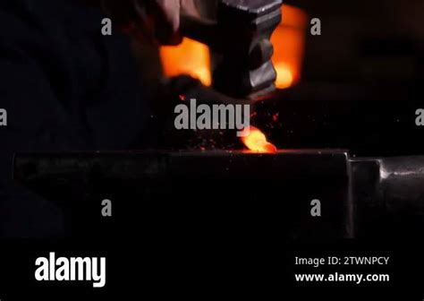 Get Out Of The Furnace Hot Metal To Make A Sword War Master Of Ancient Art Creates Metal