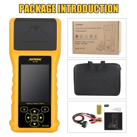 AUTOOL BT760 Car Battery Tester With Printer 6 32V Color Screen