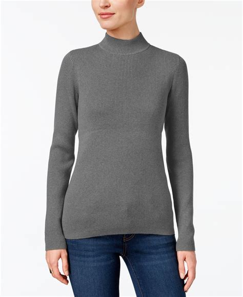 Karen Scott Cotton Mock Neck Sweater Created For Macy S Charcoal