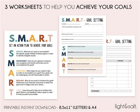 SMART Goals Template SMART Goals Worksheet Smart Goal - Etsy Sweden ...