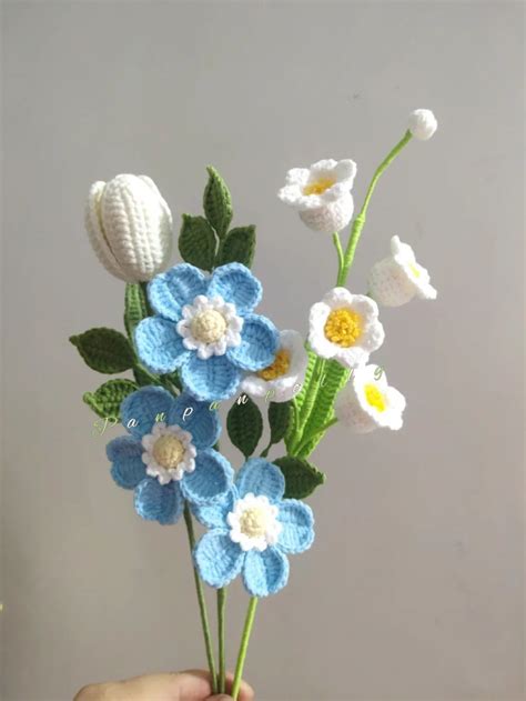 Crochet Blue Small Rose Flower Bouquet Handmade Rose Flower Bouquet Artofit