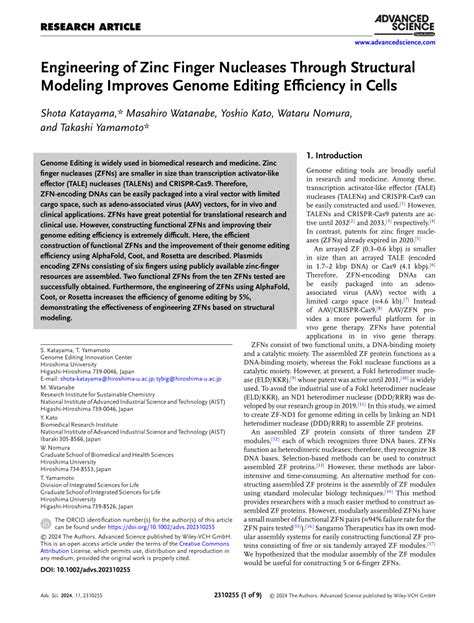 Pdf Engineering Of Zinc Finger Nucleases Through Structural Modeling