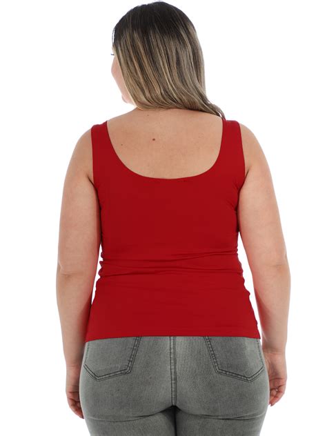 Regata Plus Size Feminina Lisa Fitness Poliamida Vermelho