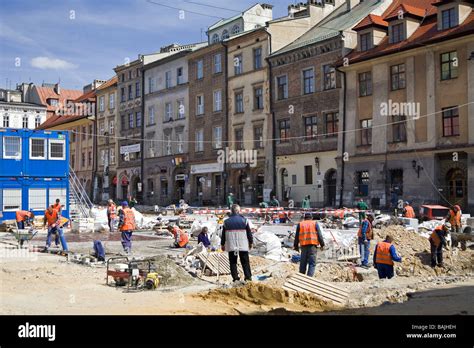 Small Market Square In Cracow Poland Stock Photo Alamy