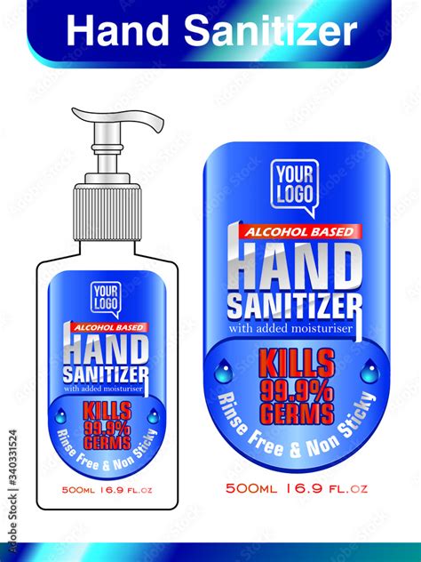 Hand sanitizer label design vector graphic template for packaging ...