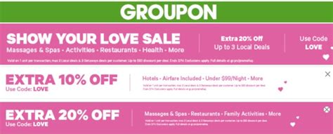 Groupon Canada Show Your Love Sale Save Extra 20 Off Local Deals And 10 Off Getaways Deals With