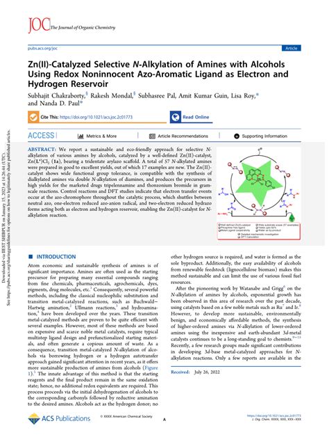 PDF Zn II Catalyzed Selective N Alkylation Of Amines With Alcohols