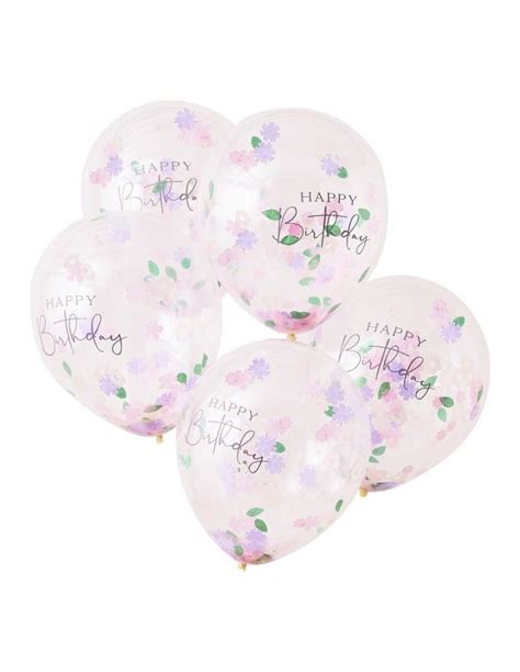 Ballons Happy Birthday Confettis Fleurs France Effect