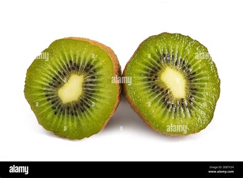 A Sliced Kiwifruit Isolated On White Background Stock Photo Alamy