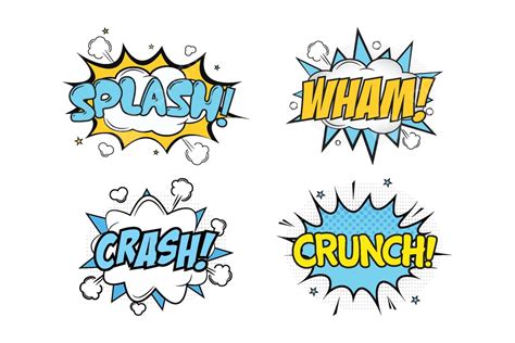 Colorful Comic Explosions Speech Bubbles And Blast Clouds Vector Stars