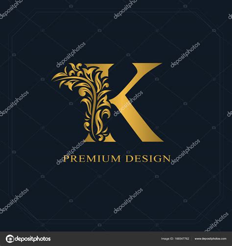 Gold Elegant Letter K Graceful Style Calligraphic Beautiful Logo