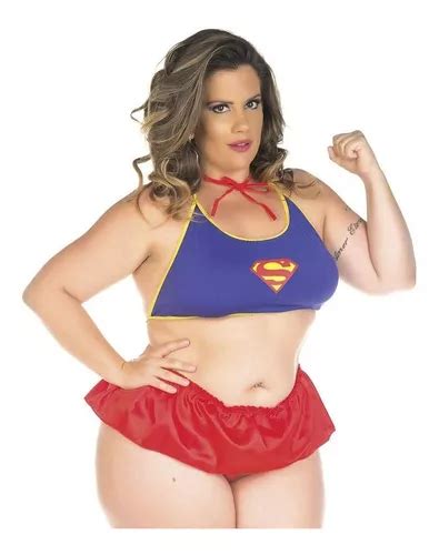 Lingerie Feminina Fantasia Sensual Super Girl Plus Size Mercadolivre