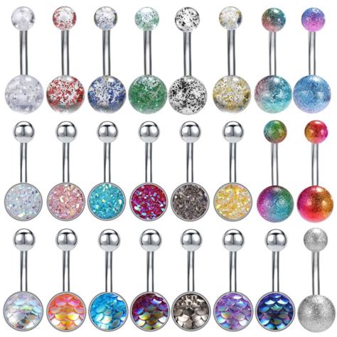 1 PC Anti Allergy Navel Piercings Stainless Steel Belly Rings Acrylic