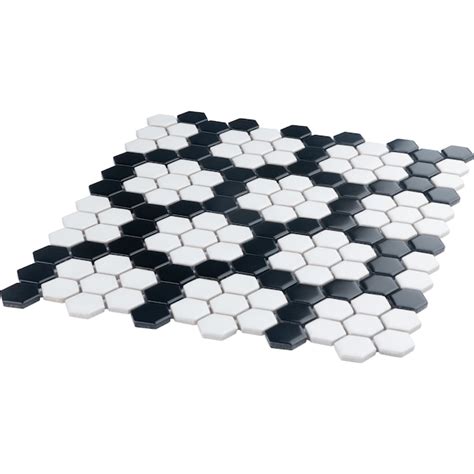 Affinity Tile Metro 1 in. Hex Matte White with Black Honeycomb 10-in x ...