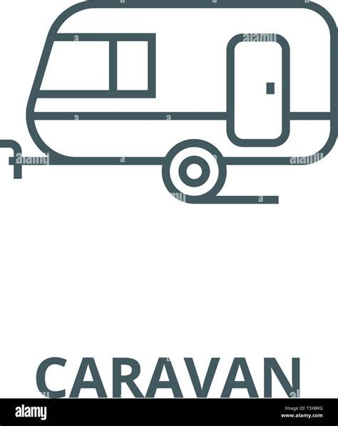 Caravan Line Icon Vector Caravan Outline Sign Concept Symbol Flat