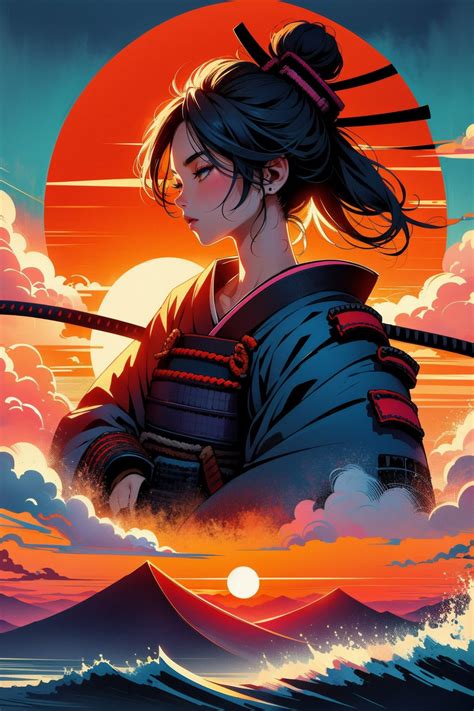 Sunset Samurai Girl 8k Image Created By Tensorart