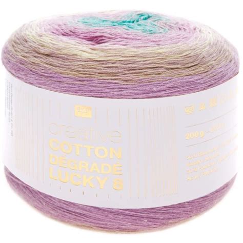 Fil à tricoter RICO DESIGN Cotton Dégradé Lucky 8 200 g 800 m