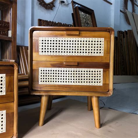 Jual Nakas Retro Bedside Kayu Jati Packing Kayu Minimalis Combinasi