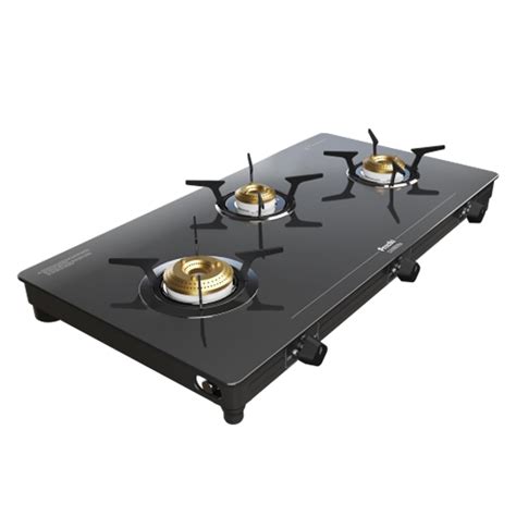 Preethi Luxe Pro 3 Burner Glass Top Gas Stove With Driptray Less