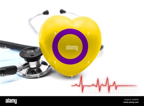 Flag Of Intersex Pride In The Form Of A Heart Next To A Stethoscope The Concept Of The World