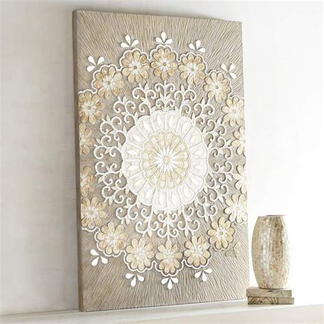 Pier Imports Medallion Capiz Wall Panel Crochet Wall Art Doily Art