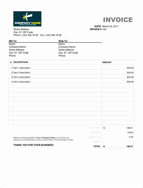 Invoice With Remittance Slip Template