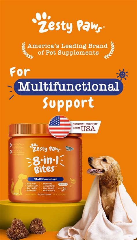 Zesty Paws 8 In 1 Multivitamin Bites Chicken Flavor 90 Soft Chews Exp