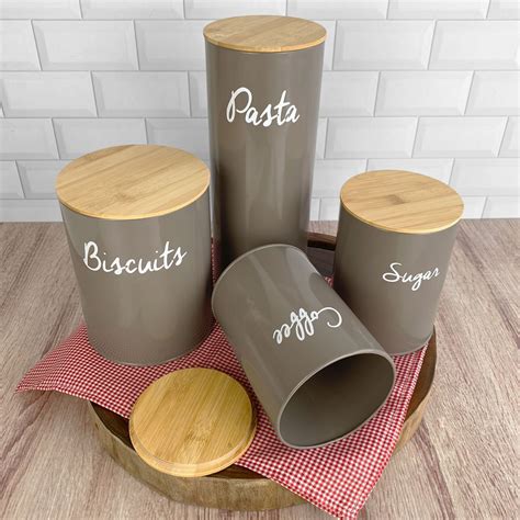 Kit Latas Porta Condimentos Coffee Sugar Biscuits E Pasta Potes