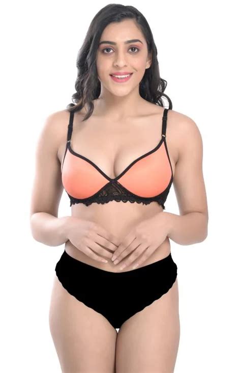 Buy Women Cotton Bra Panty Set For Lingerie Set Pack Of Color Orange Online At Best