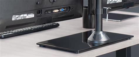 Vivo Freestanding Dual Monitor Stand With Sleek Glass Base And