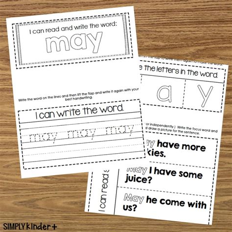 May Sight Word Interactive Notebook Fry Dolch Simply Kinder Plus