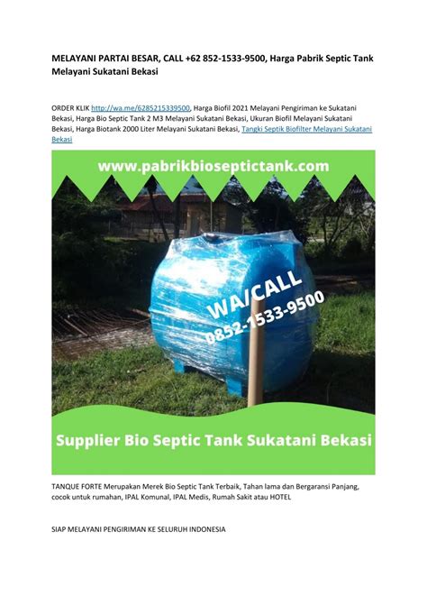 Melayani Partai Besar Call Harga Pabrik Septic Tank